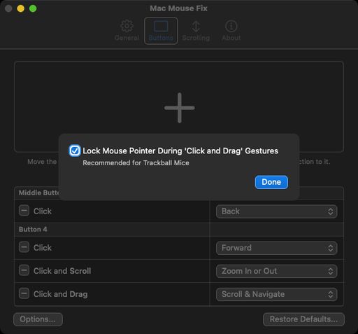 Mac Mouse Fix Options… view